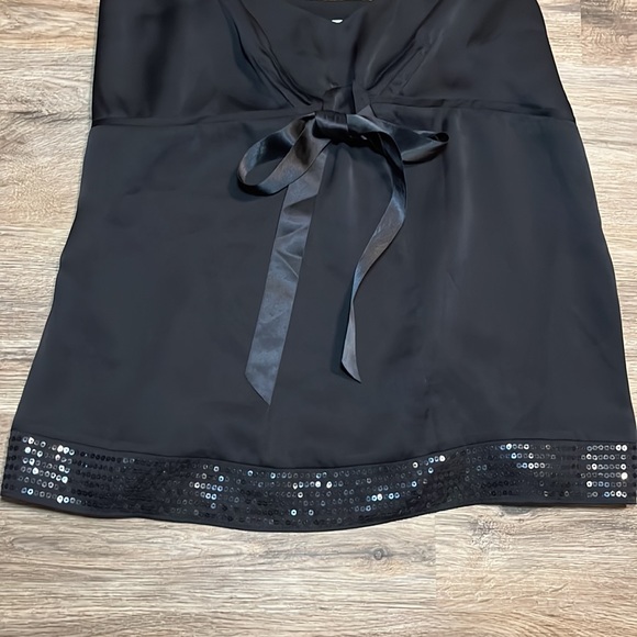 Loft Black Satin Top with Spaghetti Straps and Front Bow/ Size 14/ Like New - Picture 3 of 6
